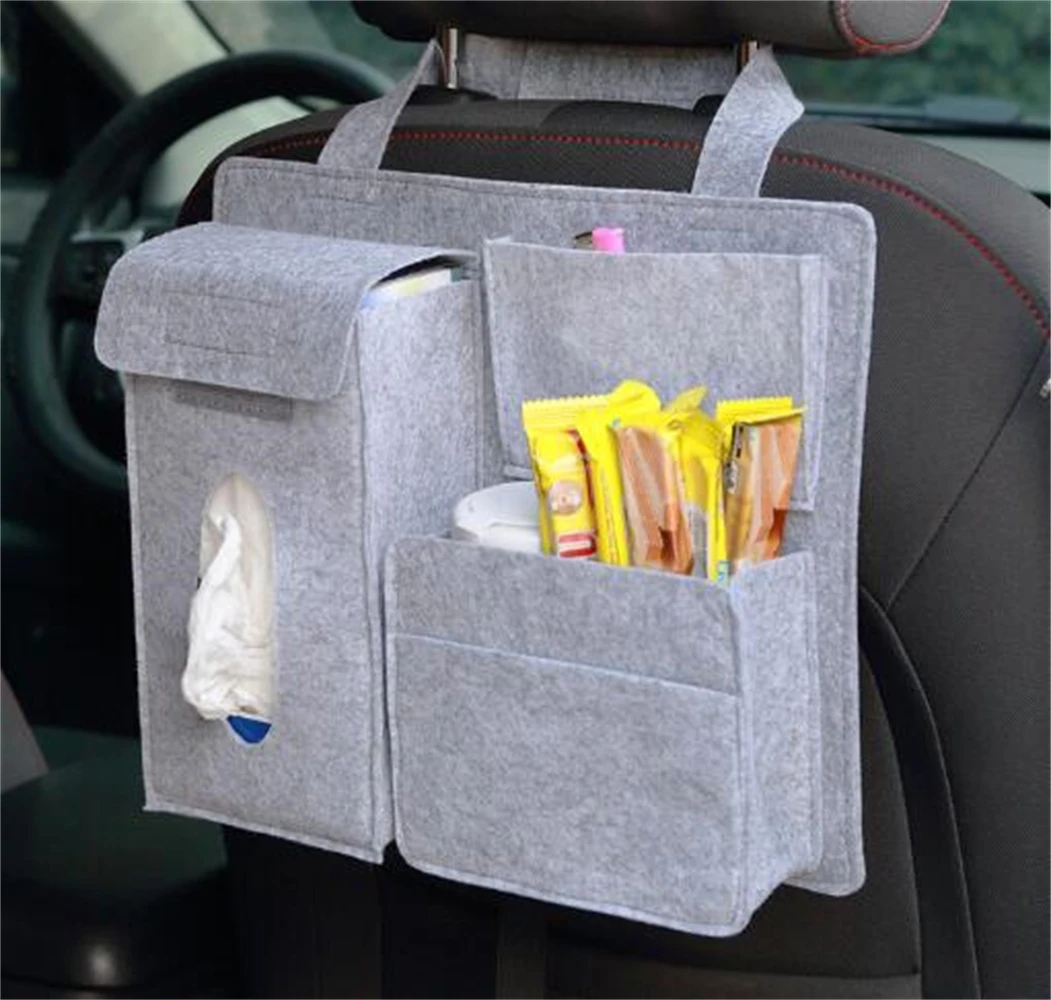 

Car Storage Bag Universal Back Seat Organizer Box Felt Covers Backseat Holder Multi-Pockets Container Stowing Tidying Styling