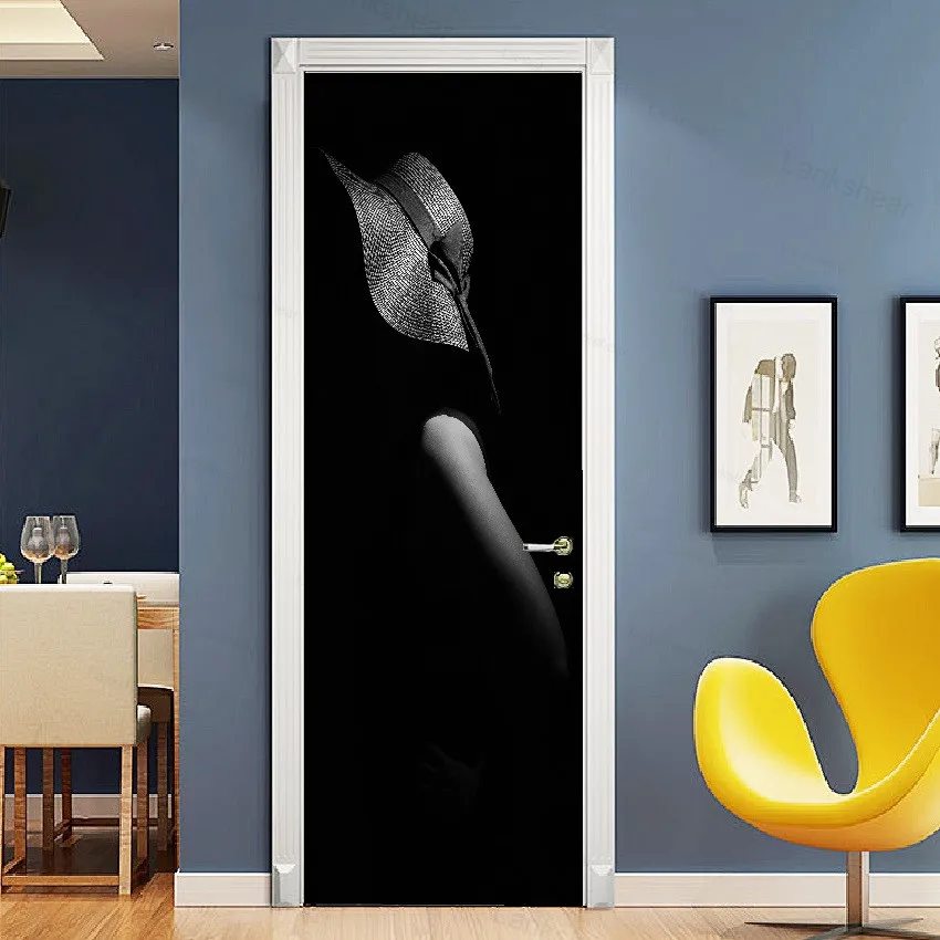 Diy черно-белые наклейки с животными 3D наклейка на дверь модная Африканская