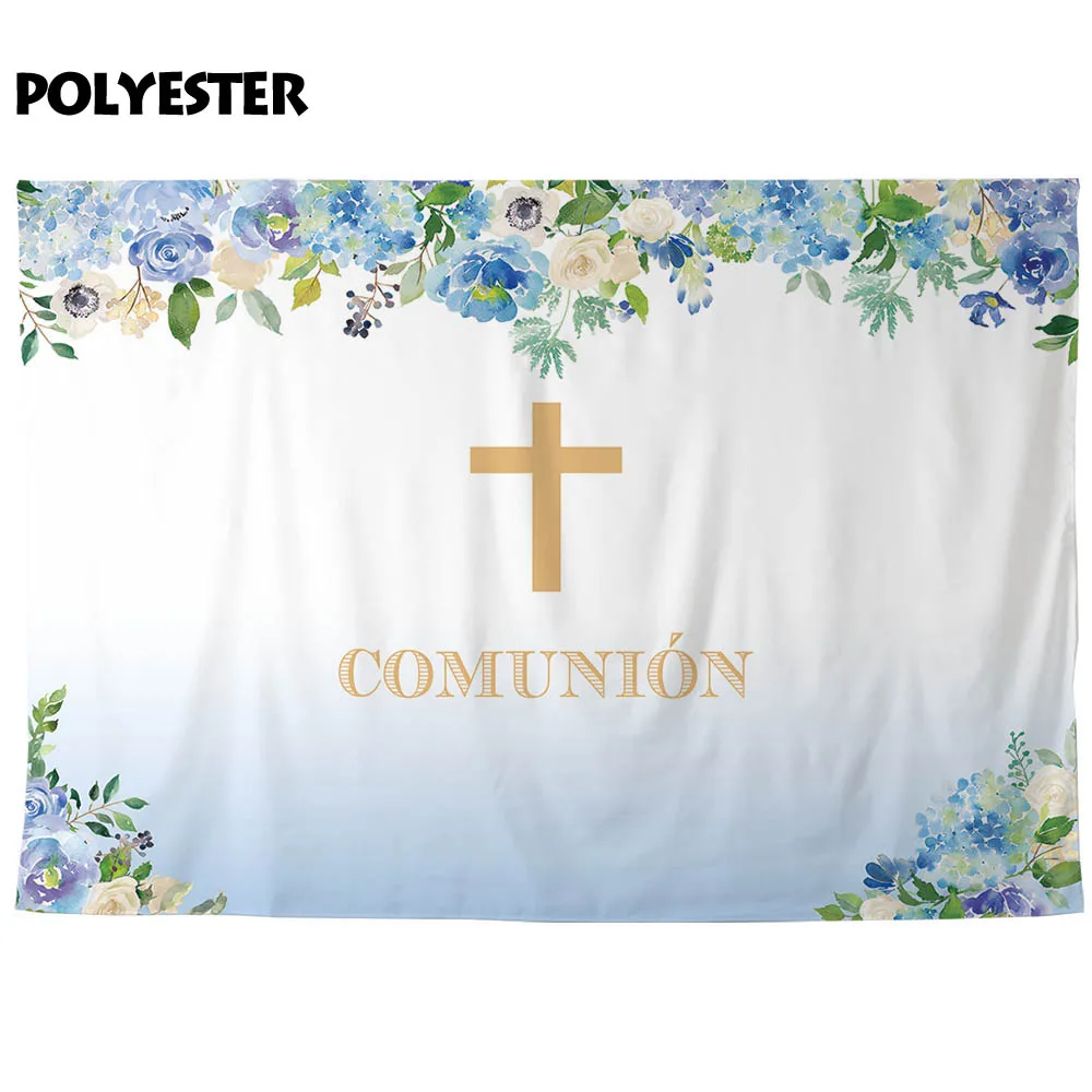 Фон Allenjoy comunion для фотосъемки с изображением белых и синих цветов | Электроника