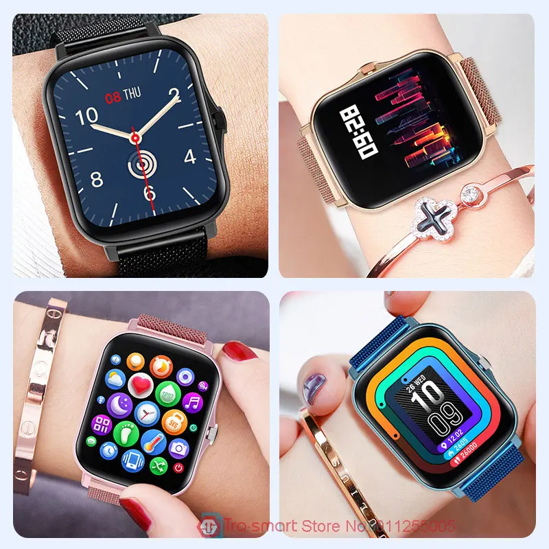 1 7inch smartwatch women full screen touch men smart watch blood pressure fitness tracker sport clock waterproof smart watches free global shipping