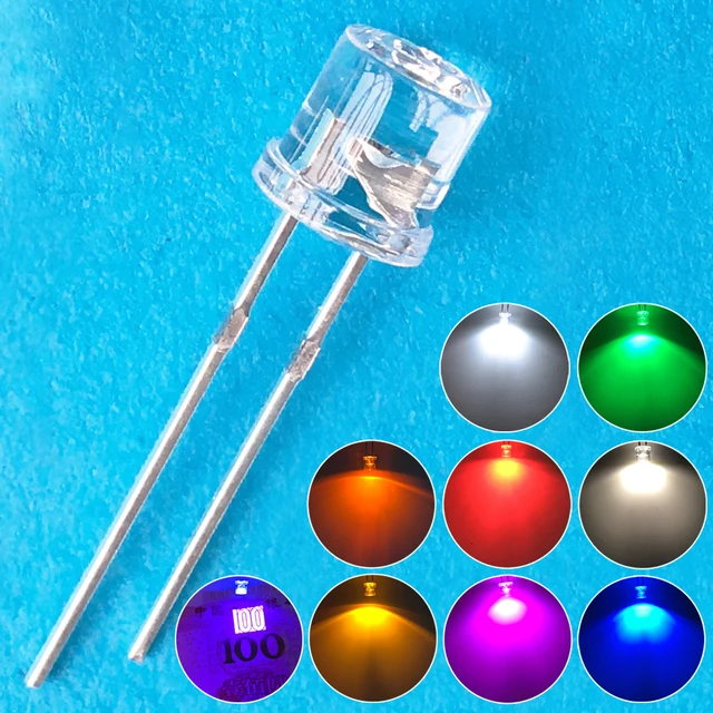 10x 5mm Ultra Bright Clear LED Diode 3.4v Green Light Emitting Diode 35°