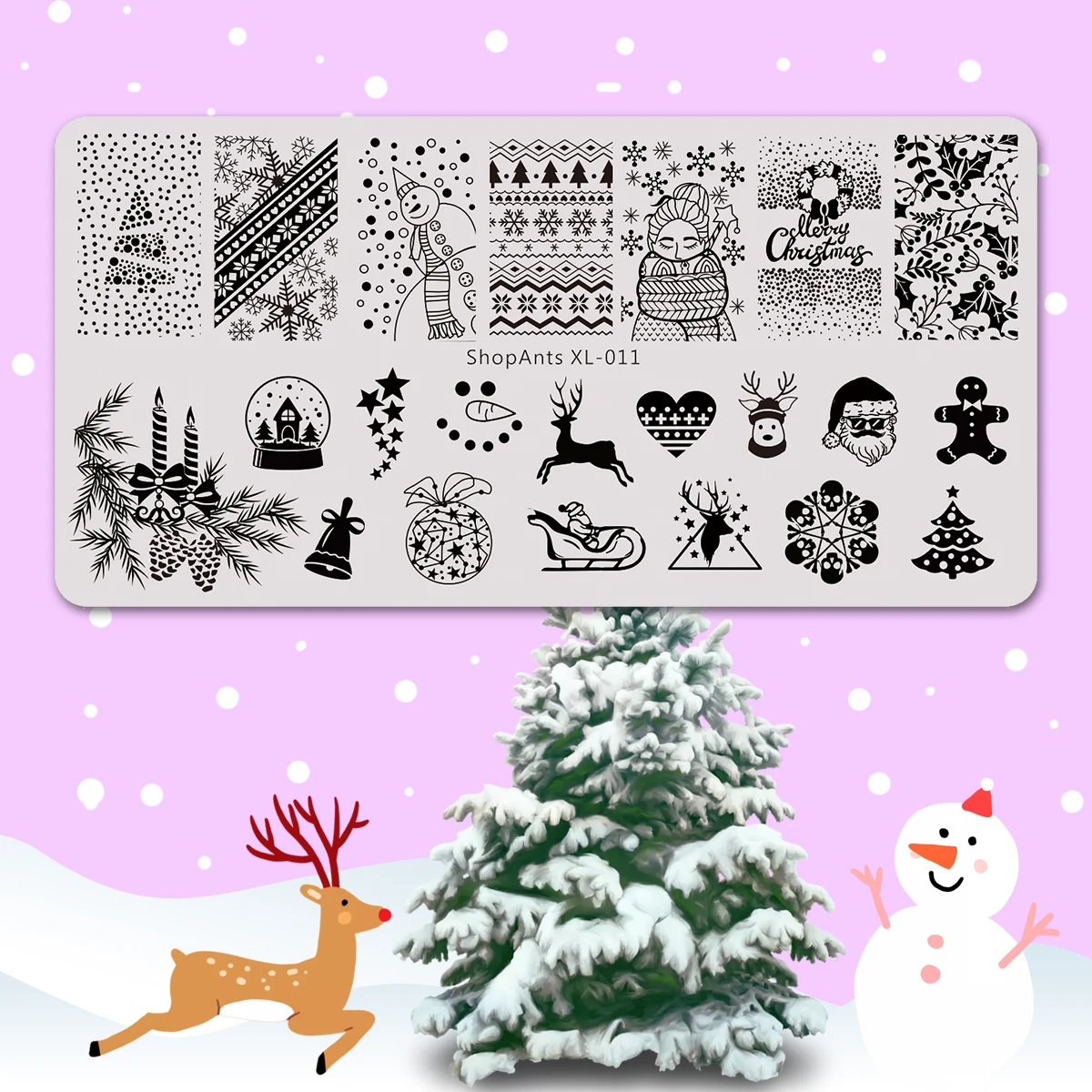

New SHOPANTS Christmas New Year Rectangle Nail Art Stamping Plate DIY tools gift for girls steel plates