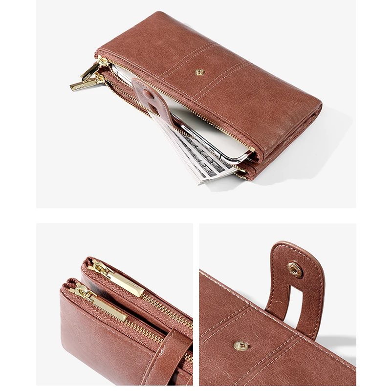 

FACTOO Women Wallet Card Holder Hasp Folding PU Leather Fashion Phone Pocket Long Female Purses Money Bag Large Capacity Clutch