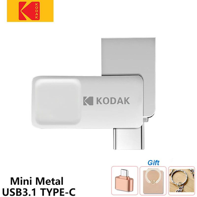 

Мини-флешка USB KODAK, металлический флеш-накопитель USB 3,1, USB-накопитель Type-C 128 ГБ, 64 ГБ, двойной OTG-накопитель, USB-флешка для телефона, Macbook