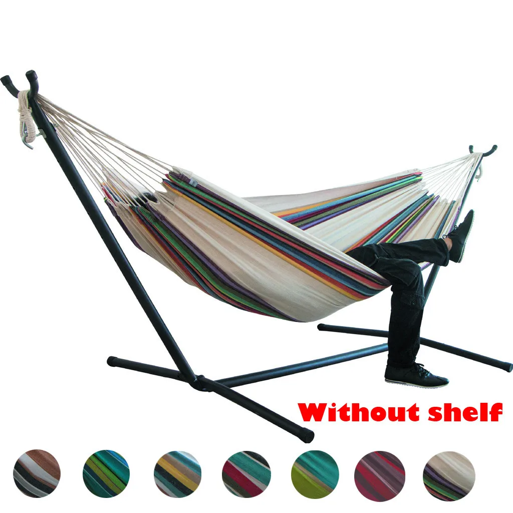 

200*150cm Hamock Two-person Hammock Camping Thicken Swinging Chair Outdoor Hanging Bed Canvas Rocking Chair ----- Not with Shelf