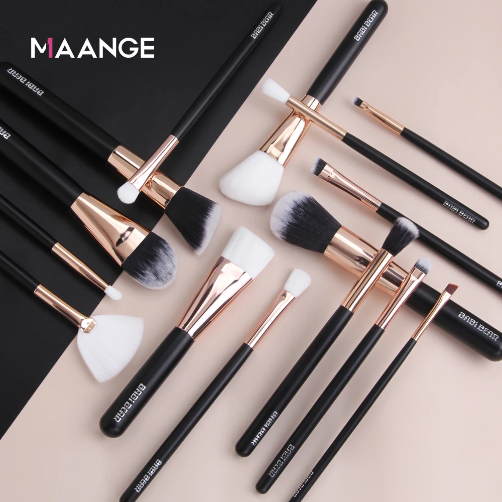 

MAANGE Professional 15Pcs Makeup Brushes Set Natural-Synthetic Hair Foundation Powder Blush Contour Eyeshadow Make Up Brush Kit