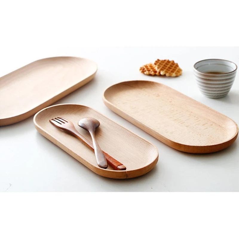 

Mini Oval Wooden Storage Tray Small Platter Wooden Tray Home Kitchen Decorative Tableware Snack Plate Dessert Serving Tray Food