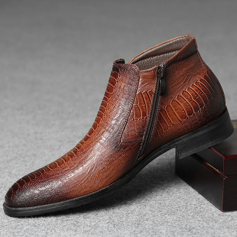 Мужские кожаные ботинки удобные брендовые Модные ботильоны мужские 2020|Ботинки| |