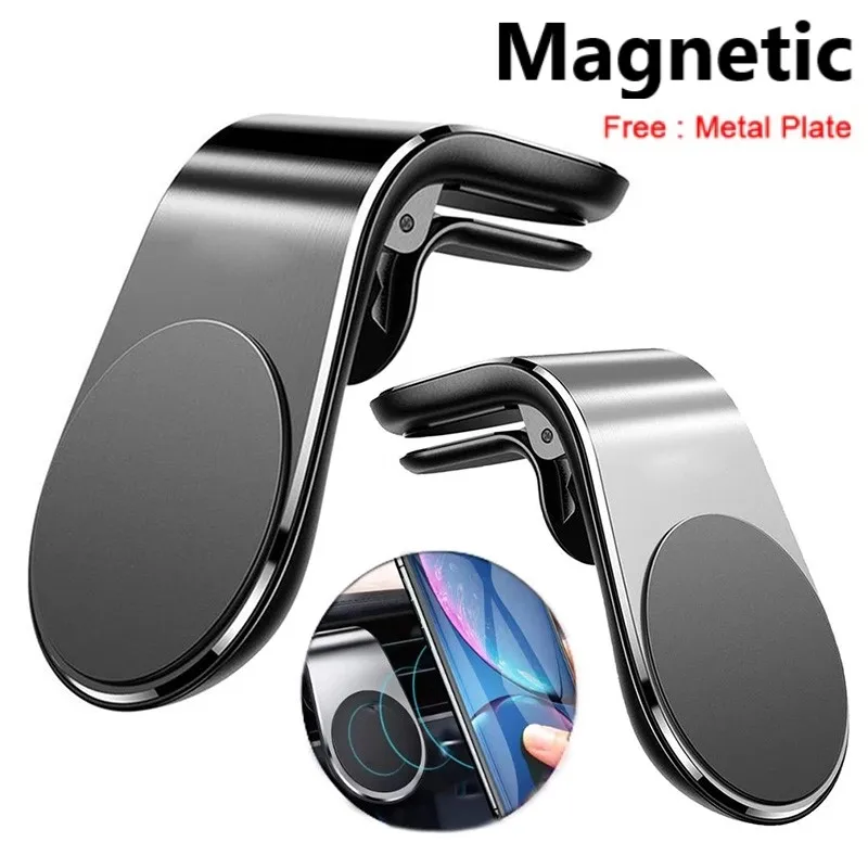 

2PCS L-Shape Magnetic Car Phone Holder Air Vent Mount Stand in Car GPS Mobile Phone Holder Blacket For iPhone11 Samsung Xiaomi