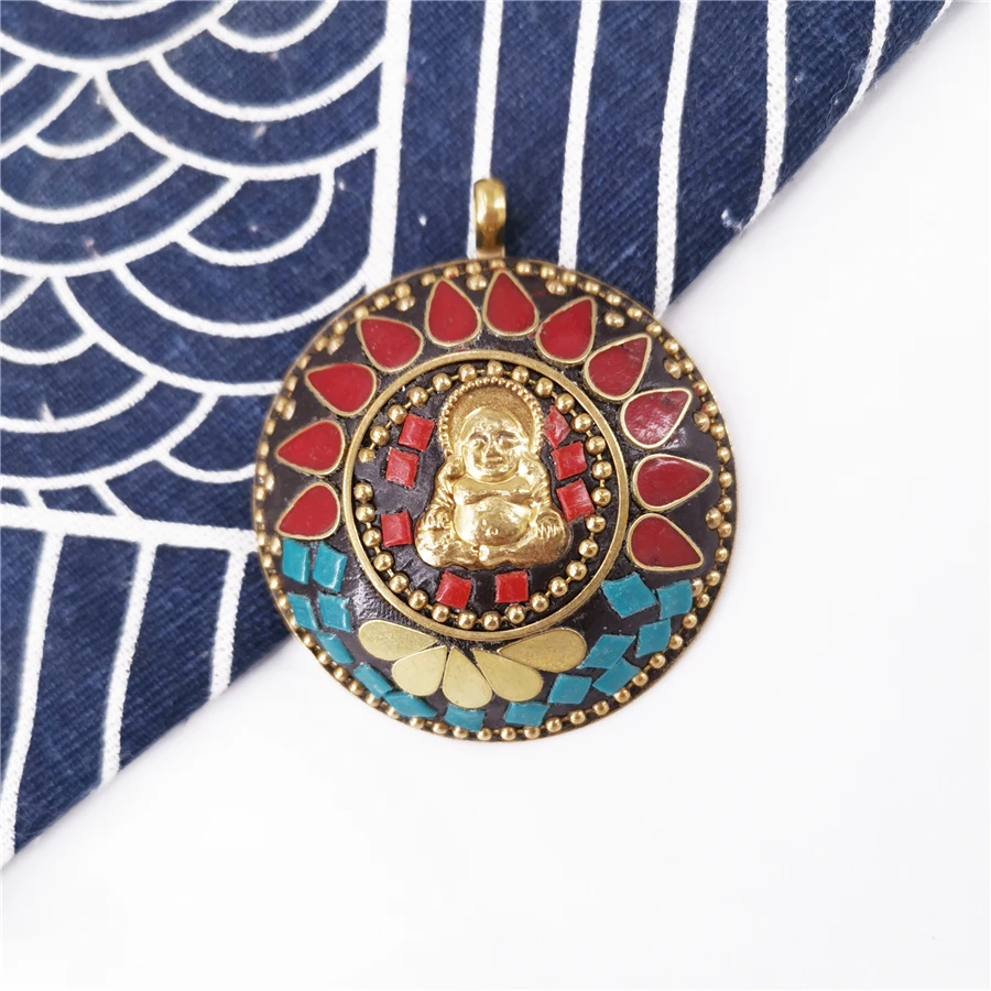 Ручная работа этнический тибетский Будда Кулон Mala буддистская мантра знак Йога