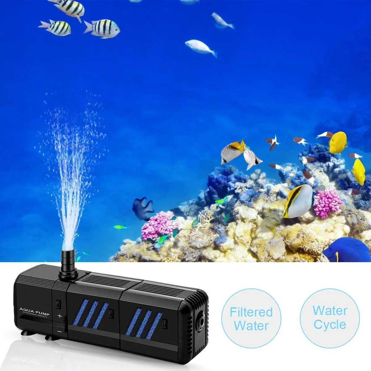 

Погружной аквариумный фильтр Quite Fish Tank Filter 1500L/H 4-в-1, накачиваемая фильтрация, регулируемая производственная мощность