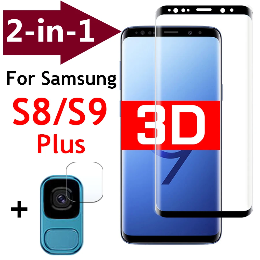 3D 2 в 1 s9 plus защита экрана закаленное стекло для samsung galaxy S8 S 8 9 S9Plus s8plus с объективом