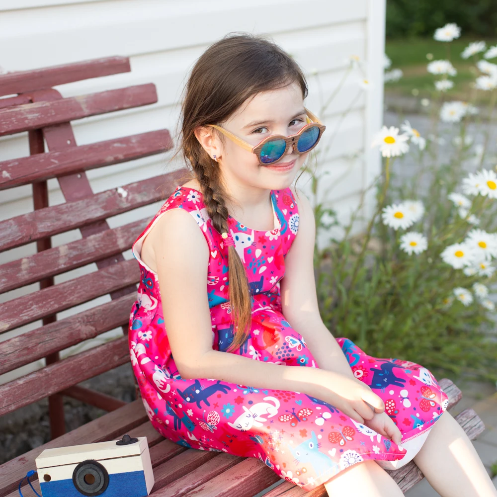 Детские круглые деревянные солнцезащитные очки с поляризационными линзами для