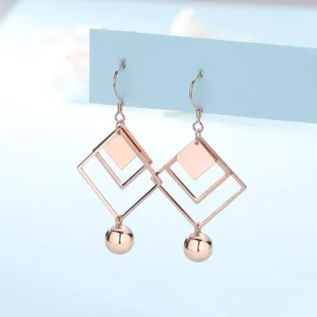 

S925 Silver Simple Geometric Square Earrings Femininity Personality Versatile Light Ball Earrings New Ear Hook Earrings EC20013