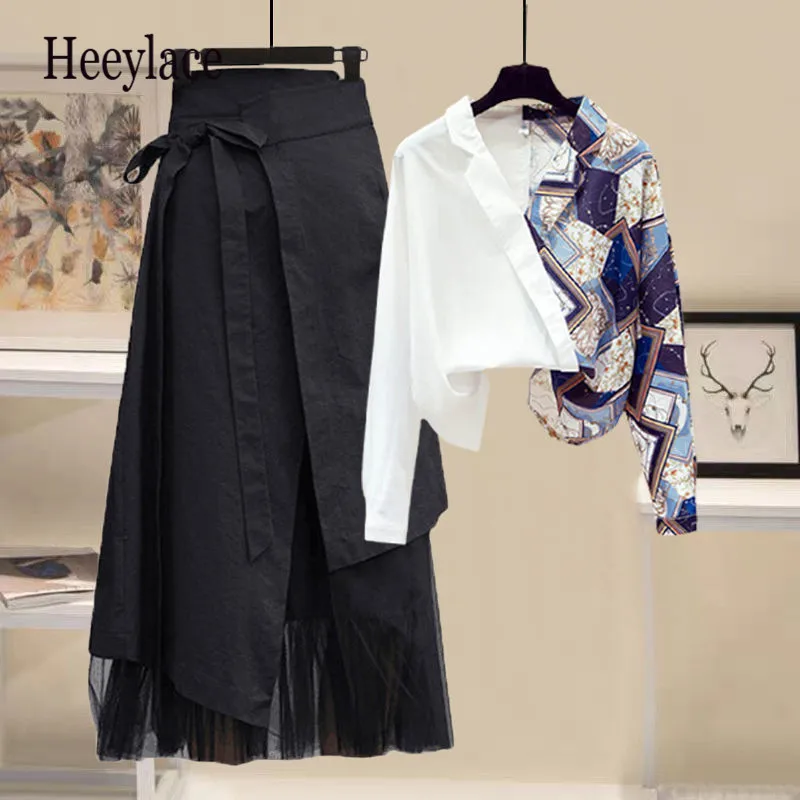 Женский офисный комплект из двух предметов Элегантная Лоскутная Блузка с