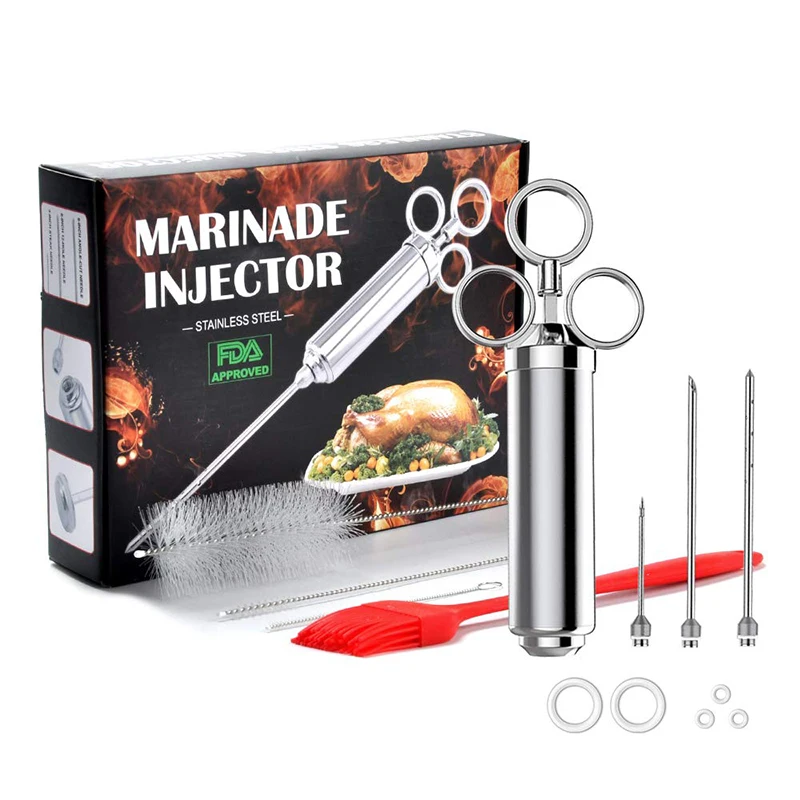 Кухонные инструменты шприц для инжектора мяса с 3 иглами маринада инжектор