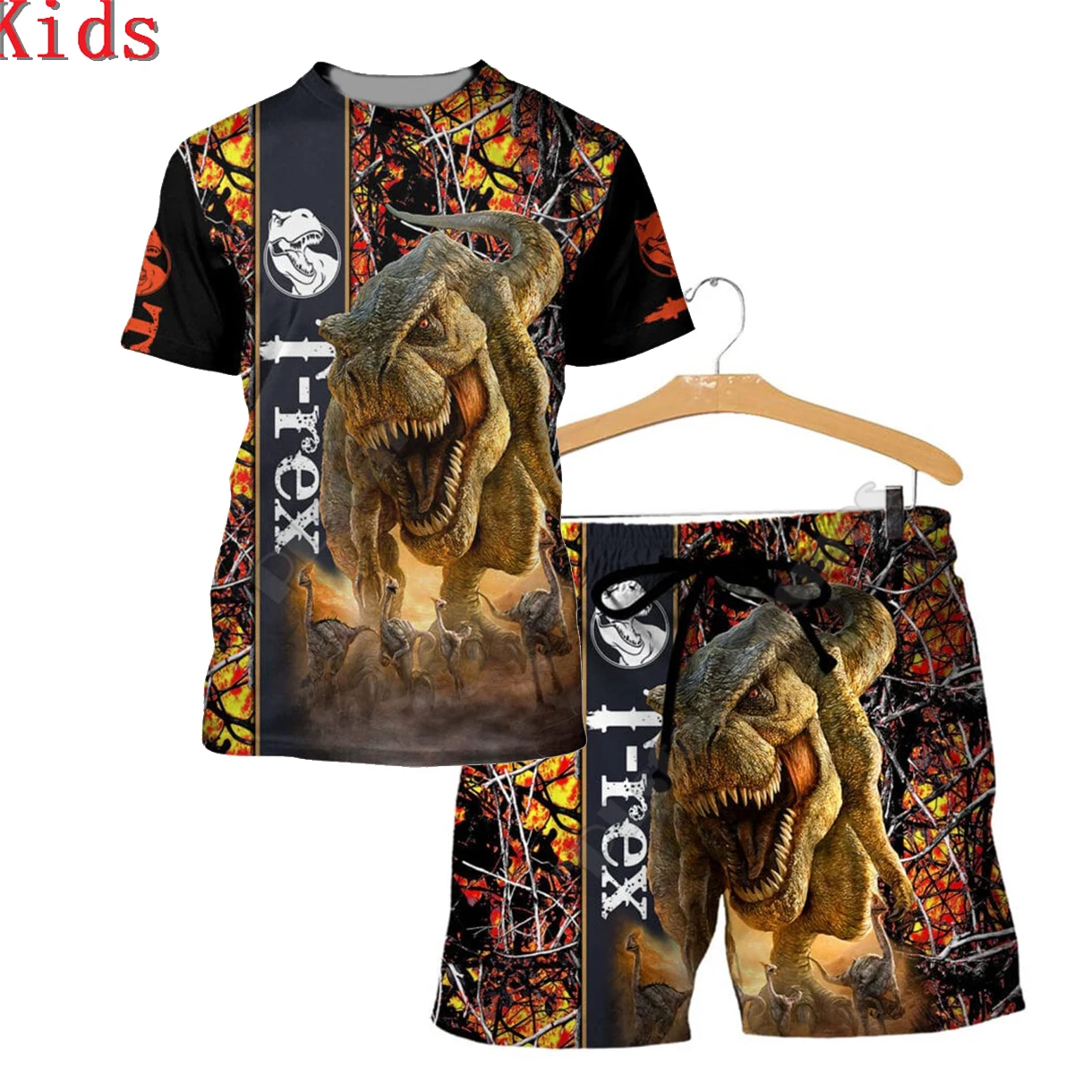 

Love Dinosaur 3D Printed T Shirts And Shorts Kids Funny Children's Suit Boy Girl Summer Short Sleeve Suit Kids Apparel 7