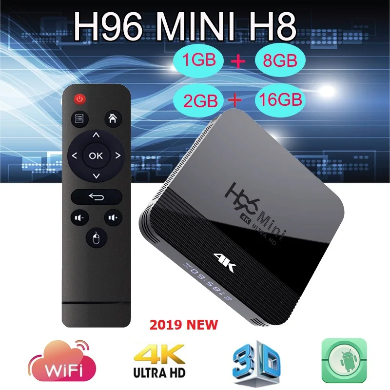 ТВ-приставка H96 MINI H8 Android 9 0 смарт-ТВ RK3228A 2 Гб ОЗУ 16 ПЗУ H.265 HD 1080P 4K Wi-Fi 4G/5G USB
