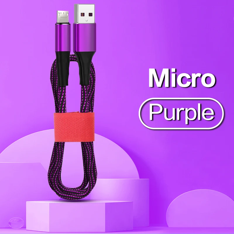 For Micro Purple POPSTAND 5A Быстрая зарядка usb type C Micro USB кабель для samsung huawei Xiaomi LG Oppo Honor 1,2 м 1,8 м кабель для мобильного телефона - Цвет: For Micro Purple