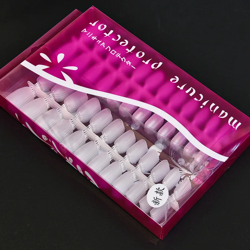 

4 Styles 288Pcs Nail Art False Ultra Thin Frosted Nail Tips Full Cover Nail False Tips Clear White Flat Round Fake Nails ,GH3443