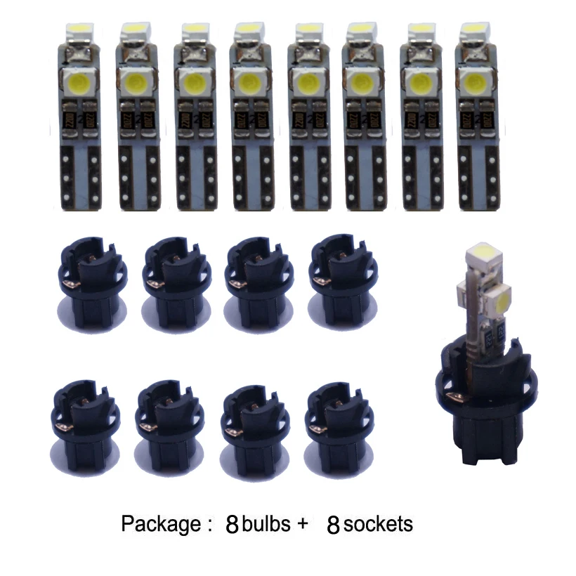 

8pcs Canbus 12V T5 LED Light 3528 SMD 1.5w Miniature 74 Lamp Car Dashboard Instrument Panel Light Bulb for LADA Niva 1984 - 1993