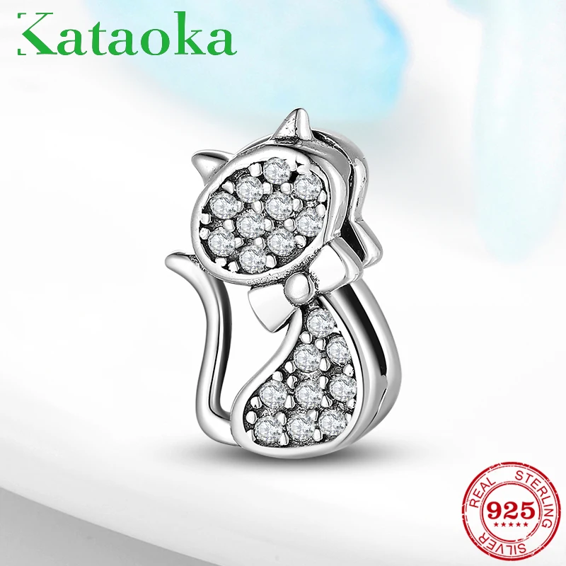 Женский браслет из серебра 925 пробы с зажимом в виде кошки | Украшения и