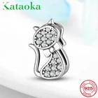 Женский браслет из серебра 925 пробы, с зажимом в виде кошки