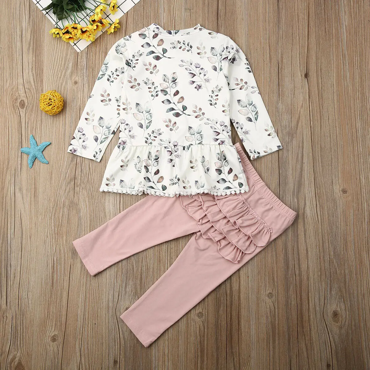 Одежда для малышей на весну и осень платье с оборками длинными рукавами