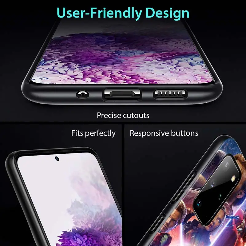 

Marvel hero colorful for Samsung S20 FE Ultra Plus A91 A81 A71 A51 A41 A31 A21S A72 A52 A42 A02S Soft Black Phone Case