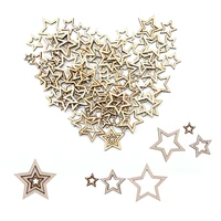 100pcsset hollow wood star shape diy wooden craft scrapbooking ornaments wedding home party table decoration