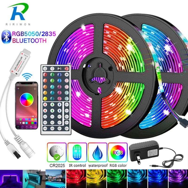 

5M-30M Bluetooth LED Strip 5050 2835 IP20 RGB Strip LED Light Flexible Ribbon Stripe DC 12V RGB Diode Tape IR Controller Adapter