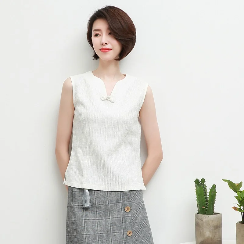 Summer Tank Tops Tanktop Woman Linen Shirt Women Chinese Style Sleeveless Clothing Elegant Ladies TA1831 |