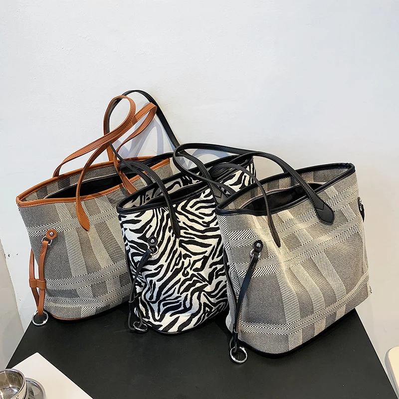 

Canvas Tote Bag Large Capacity Casual Shoulder Bag Zebra Print Women Bag