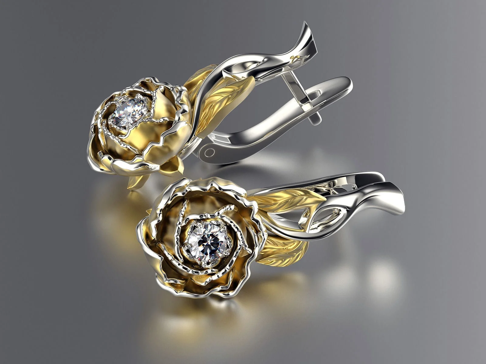 Женские серьги с 3D-принтом пиона серебро 925 пробы | Украшения и аксессуары