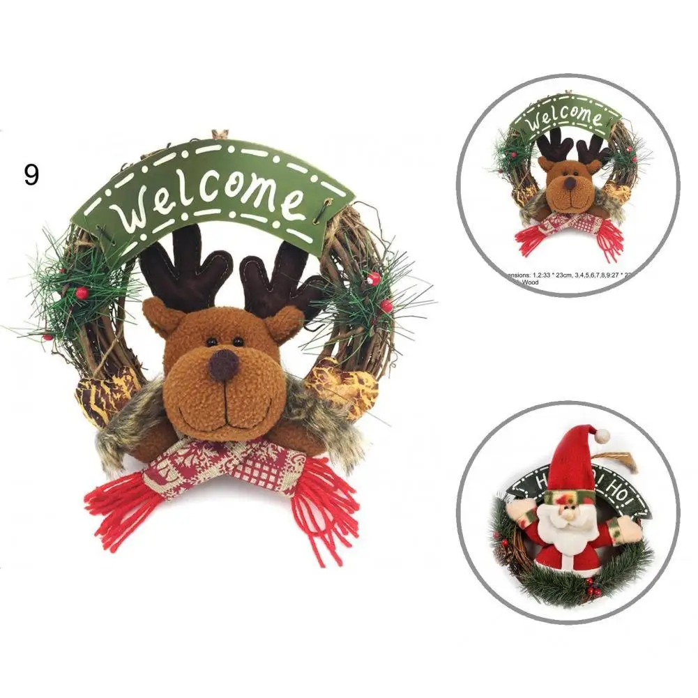 

Wooden Merry Christmas Garland Wreath Decor Wall Hanging Door Santa Claus Elk Snowman Ornaments Xmas Pendant Decor for Home 2021