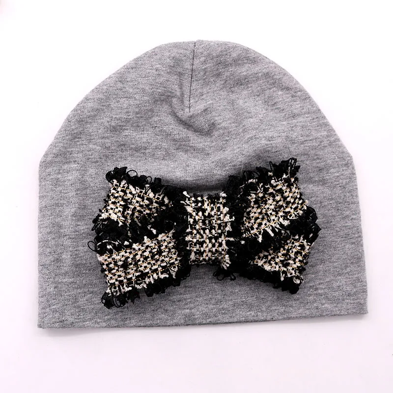 Шапка Вязаная Детская хлопковая с большим бантом для новорожденных | одежда и