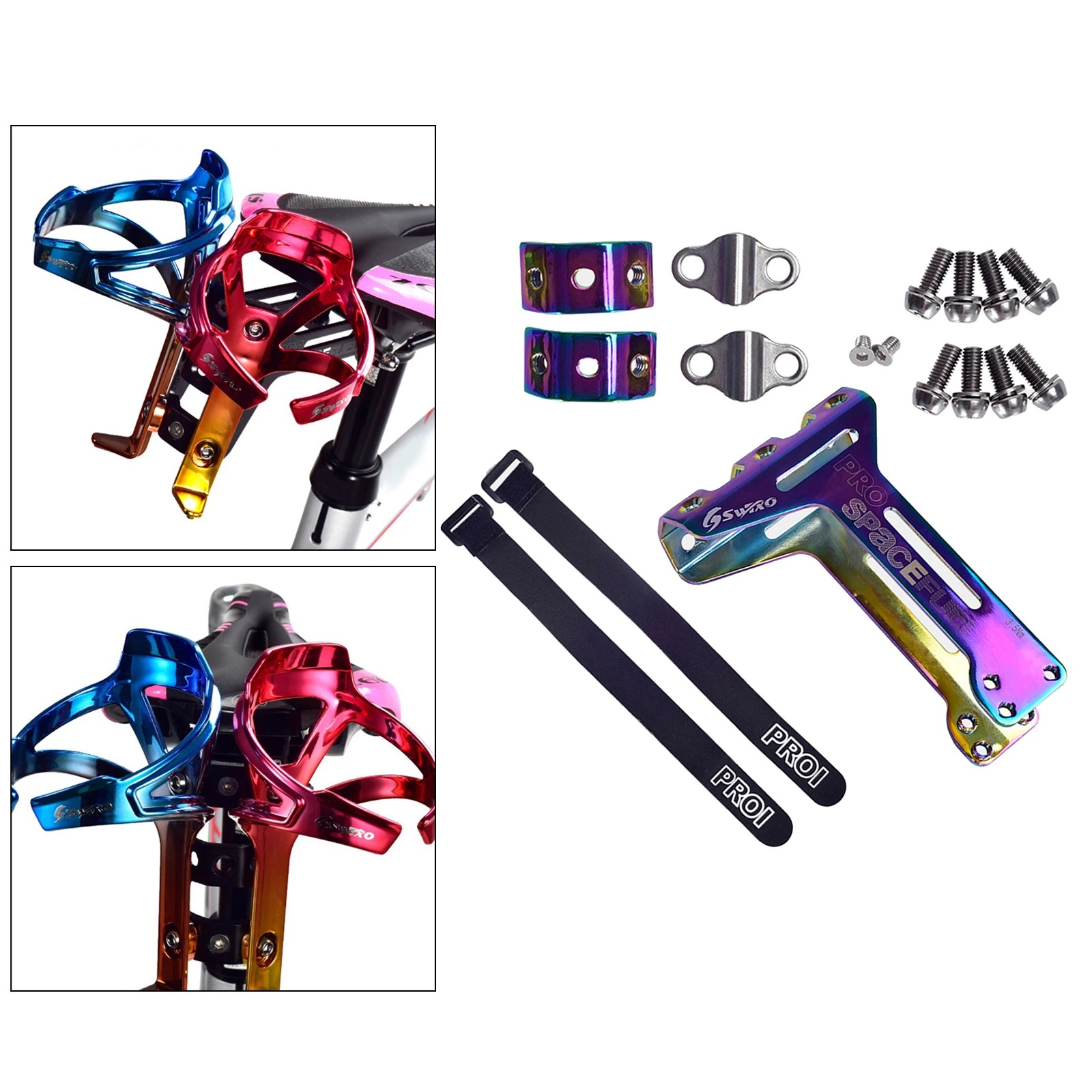 

Bike Saddle Bottle Cages Holder Extender Rear Mount Dual Drink Cups Rack