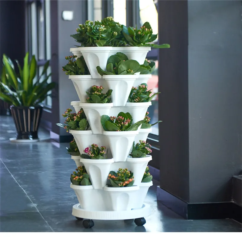 

Flower Tower Pot Strawberry Pot Three-dimensional four-petal flowerpot multi-layer superimposed planting pot Indoor home garden