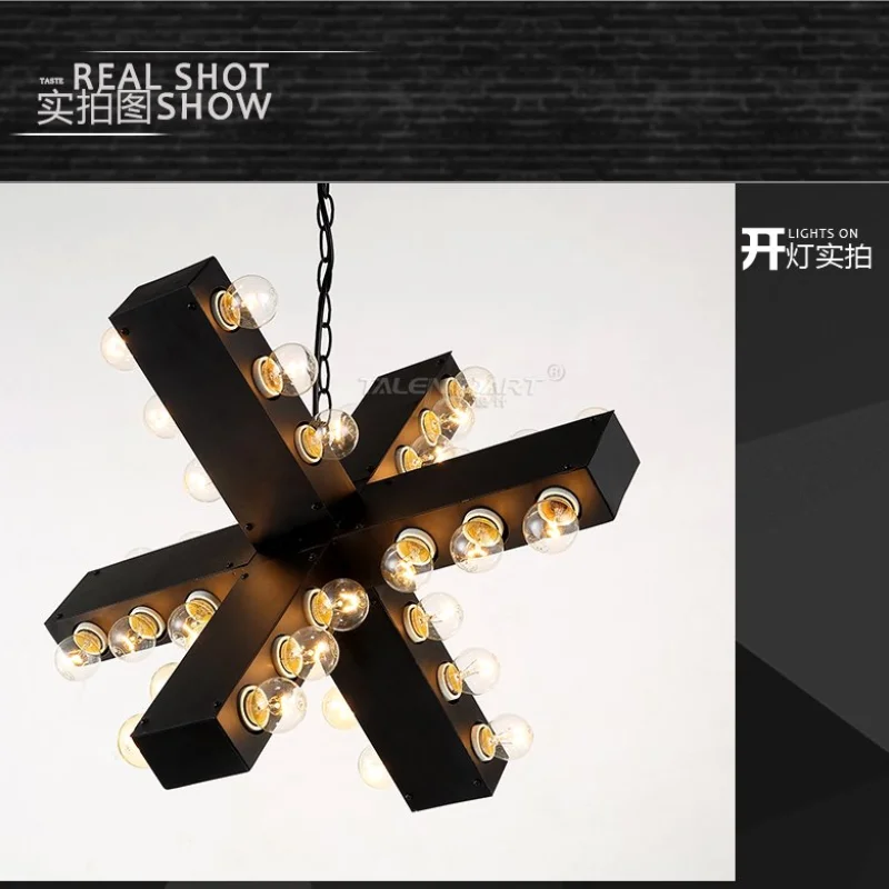 

American industrial Retro loft designer Nordic Fashion creative personality Bar and restaurant light Wrought iron chandelier