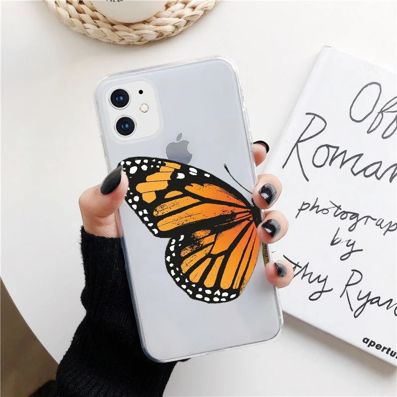 

Clear Monarch Butterfly Phone Case For iPhone X XS Max Xr 11 pro Max SE 2020 8 76 s Plus INS Premium Ins Soft Fundas Cover Coque