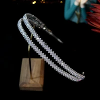 classic zirconia wedding hair accessories princess 2 layer crystal headband tiaras and crowns for women cz bridal headband