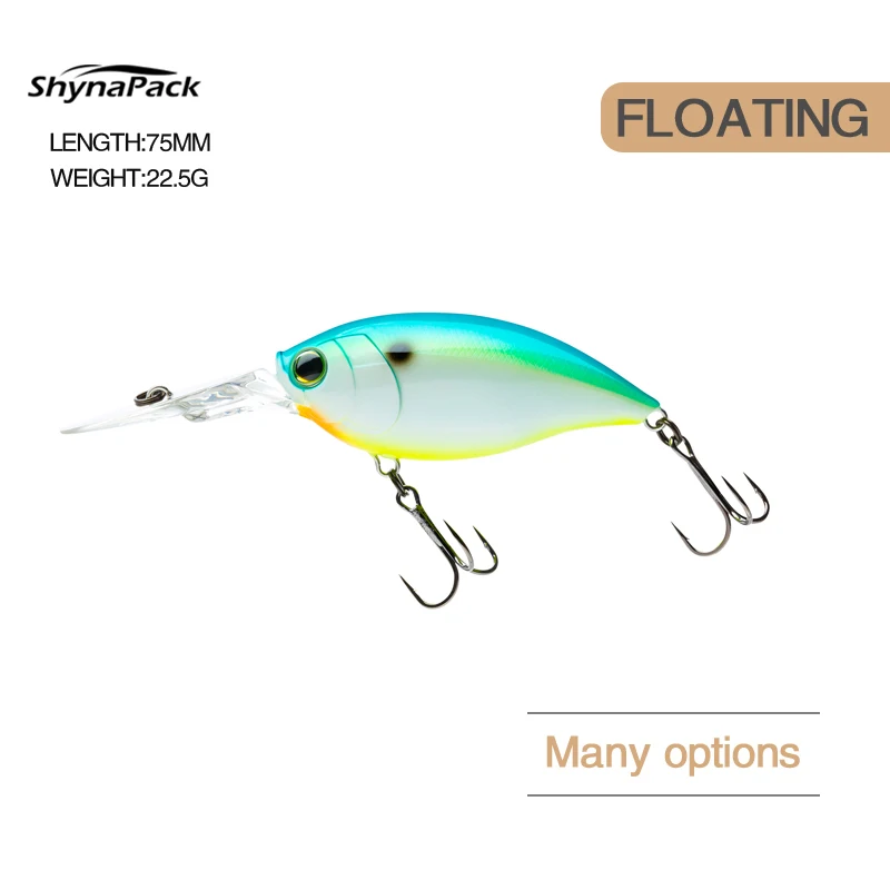 

1pcs 75mm 22.5g Crank Fishing Lure Wobbler Floating Artificial plastic Hard Bait Trout Crankbait Bass Pike Japan Fishing Tackle