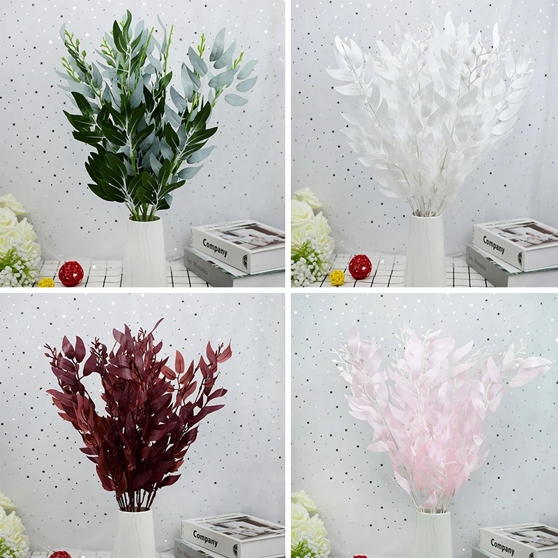 

Colorful Artificial Willow Bouquet Sik Fake Leaves Wedding Party Decoration Home Garden Willow Vine Faux Foliage Plants Supply
