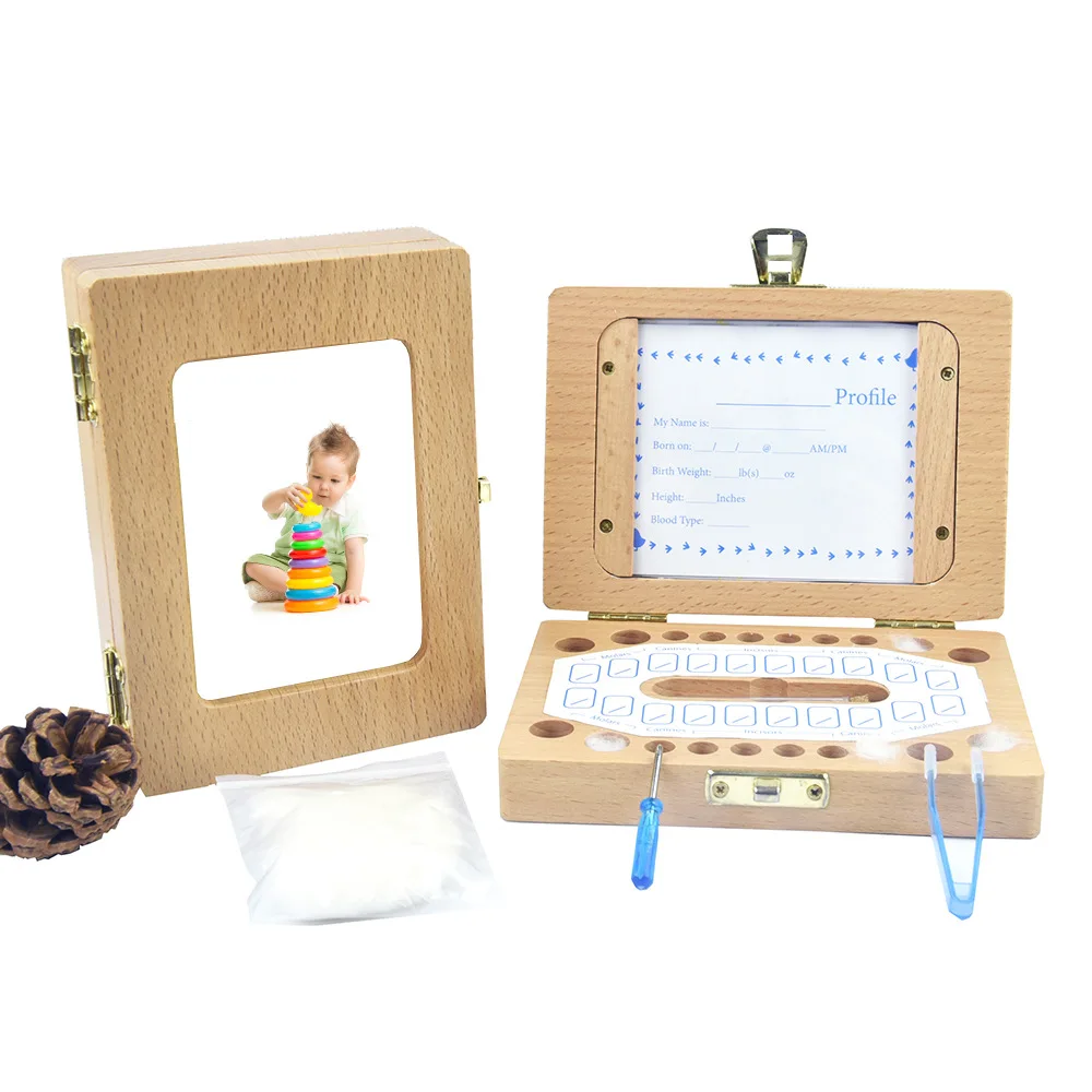 

Деревянная детская фоторамка коробка для хранения выпадающих зубов детская коллекция для новорожденных детские подарки