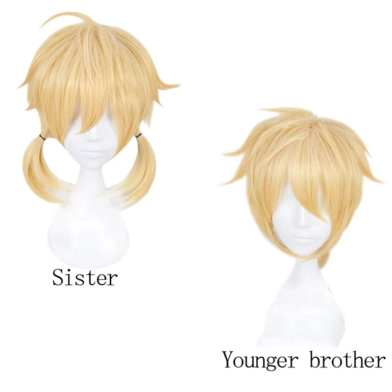 

Game Kagamine Rin / Kagamine Len Cosplay Costume Wig Short Blonde Yellow Synthetic Hair Halloween Carnival Wigs