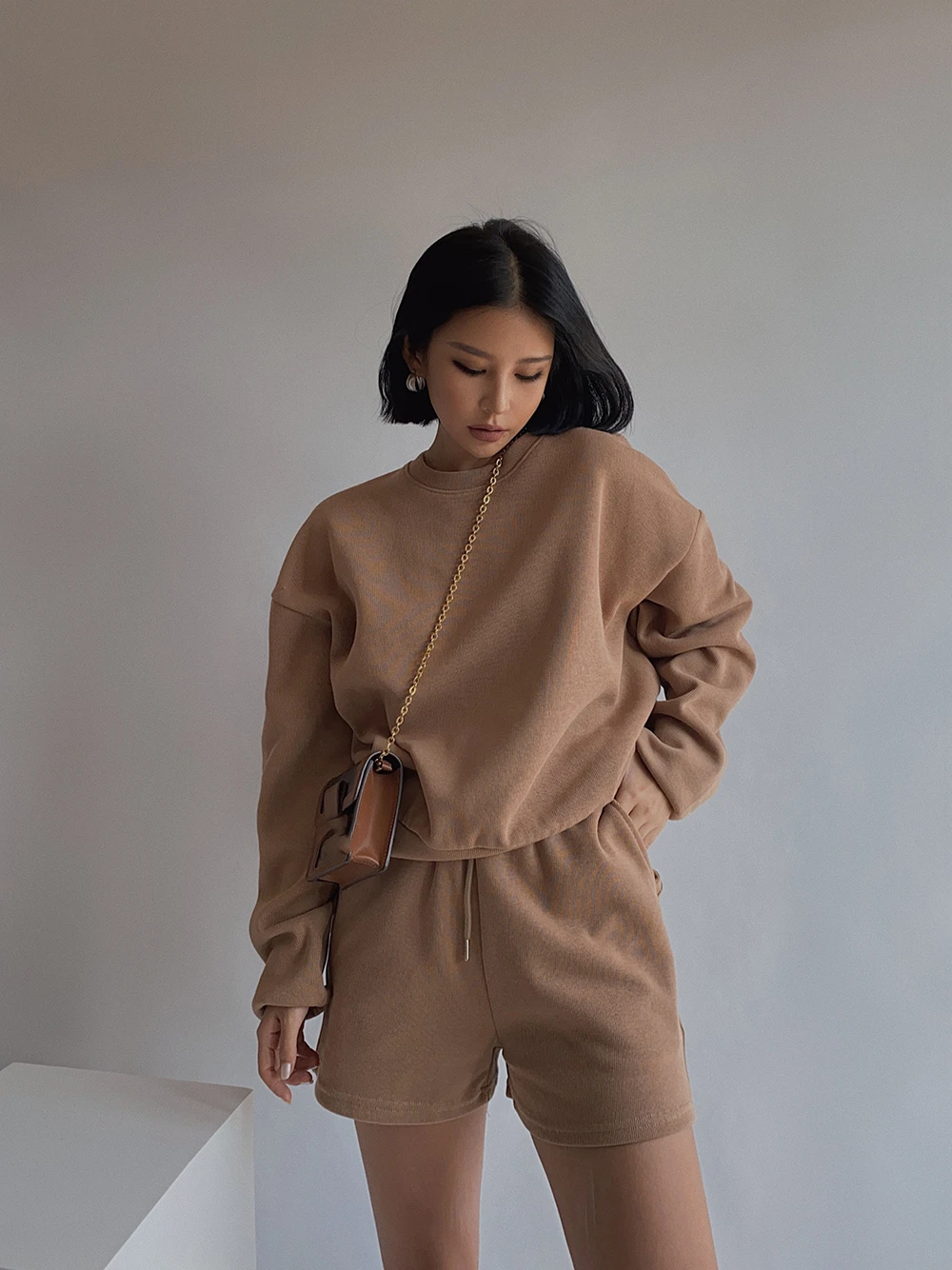 

Hoodies Tracksuits 2 Piece Set Women High Quality Summer Autumn Long/Short Sleeve Sweatshirt+Sporting Shorts Outfit Solid Suit