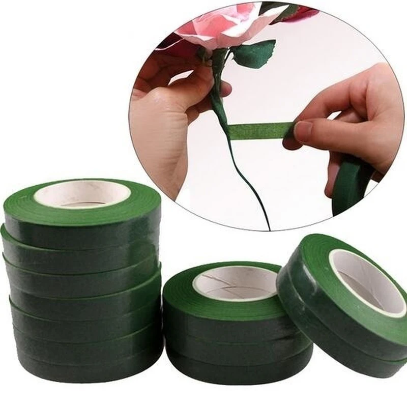 

1 Roll 30M Self-adhesive Green Paper Tape Grafting Film Floral Stem For Garland Wreaths DIY Craft Artificial Silk Flower