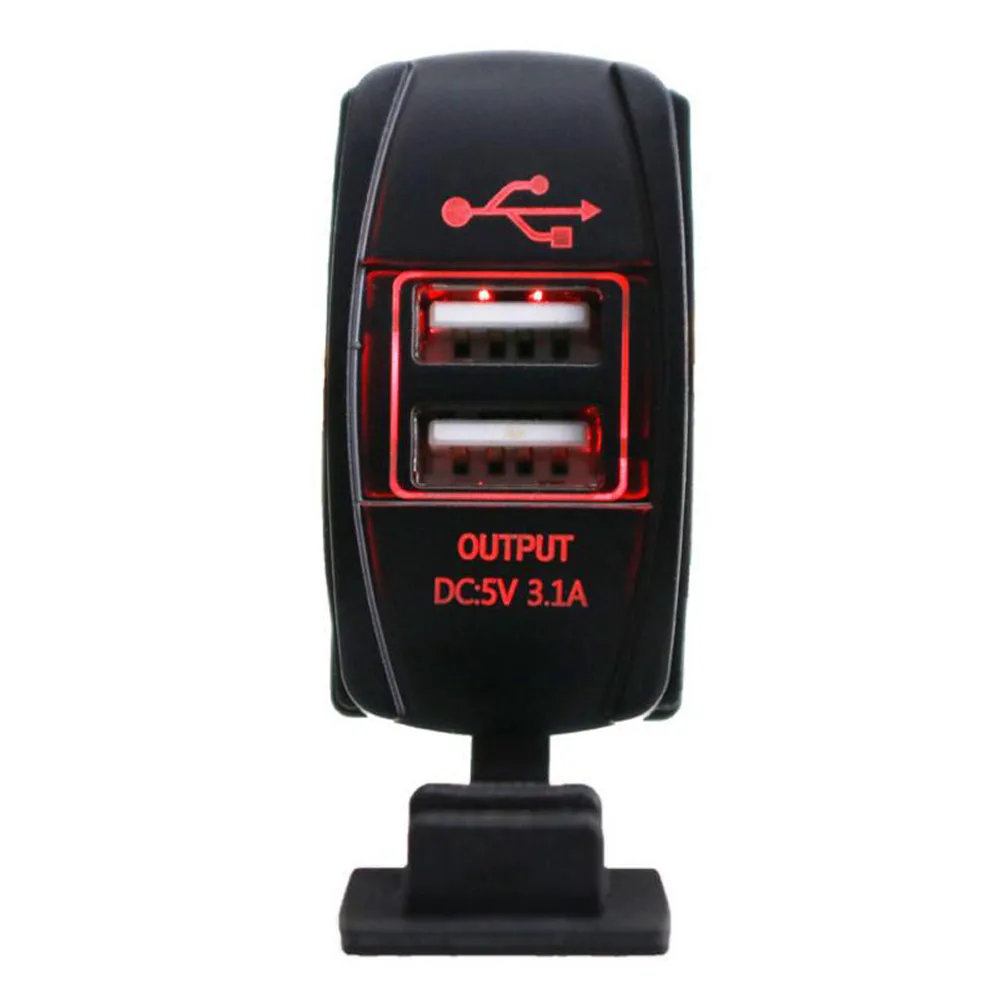 

Car Modification Dual USB Car Charger Marine Motorcycle Charger Waterproof Cell Phone Charger 12-24V Universal
