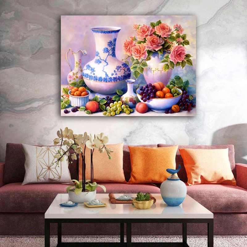 Набор для рисования по номерам на холсте фрукты с рамкой | Дом и сад