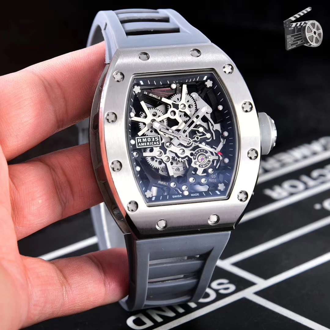 

Classic New Rose Gold Red Black White Rubber Men Stainless Steel Watch Sapphire Automatic Mechanical Calendar Tourbillion